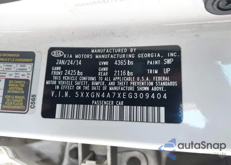 2014 Kia Optima Ex from USA, damaged, VIN 5XXGN4A7XEG309404